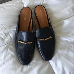 J. McLaughlin Navy Blue Leather Slides